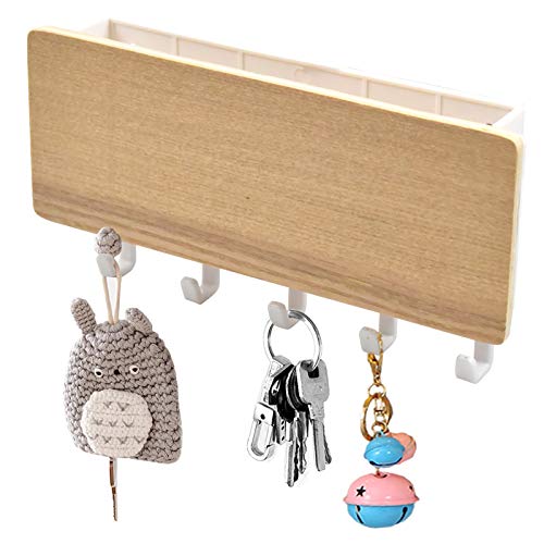 Pinsheng Key Rack Holder Organizer Wandmontage 5 Schlüssel Haken Mail Sorter für Eingangsbereich Home Office, natürliche Holzfarbe von Pinsheng
