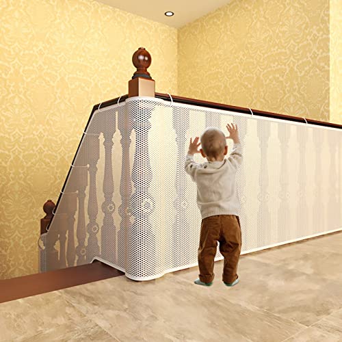 Pinsheng Kinder Sicherheitsnetz, Schienen Balkon Geländer Netz, Baby Treppen Sicherheitsnetz, für Kinder, Spielzeug, Haustiere, Sicheres Schienen Netz Mesh Schutznetz Balkonnetz (118'' x 30.7'') von Pinsheng