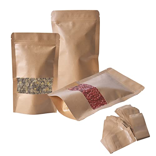 Pinsheng Kraftpapiertüten mit Sichtfenster 100 Stück, Papierbeutel mit Fenster Papiertüten Zip Druckverschlussbeutel Lebensmittelbeutel Papier für Nüsse Kaffeebohnen Teeblätter Gewürze (12 * 20cm) Pinsheng Kraftpapiertüten mit Sichtfenster 100 Stück, Papierbeutel mit Fenster Papiertüten Zip Druckverschlussbeutel Lebensmittelbeutel Papier für Nüsse Kaffeebohnen Teeblätter Gewürze (12 * 20cm) von Pinsheng