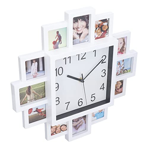 Pinsofy Fotorahmen Wanduhr, Multi Foto Wanduhren personalisiert 15,35 Zoll für Wohnkultur von Pinsofy