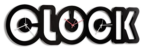 Pintdecor Black Clock Uhr, MDF, schwarz, 130 x 33 x 3 cm von Pintdecor