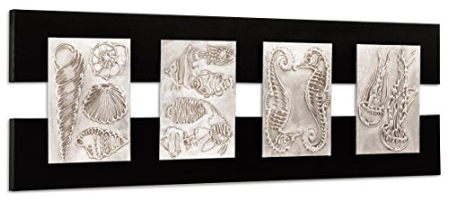 Pintdecor Sea Creatures Rahmen, Holz, Silber, 150 x 50 x 4.5 cm von Pintdecor