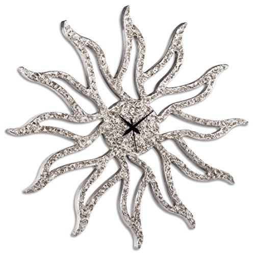 Pintdecor Sunny Uhr, MDF, Silber, 80 x 80 x 4.5 cm von Pintdecor