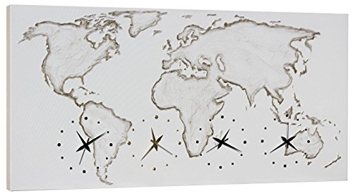 Pintdecor World Uhr, Holz/Leinwand, Elfenbein, 140 x 70 cm von Pintdecor