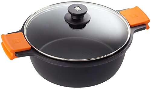 BRA Efficient hoher Kochtopf mit Glasdeckel und Silikongriffe, Aluguss, schwarz, 28 cm, 4 BRA Efficient hoher Kochtopf mit Glasdeckel und Silikongriffe, Aluguss, schwarz, 28 cm, 4 von BRA