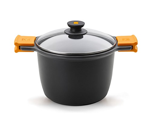 BRA Efficient | Hoher Topf mit Glasdeckel und Silikongriffen, 11 Liter, 28 cm, für alle Herdarten einschließlich Induktion geeignet, Aluminium, Schwarz BRA Efficient | Hoher Topf mit Glasdeckel und Silikongriffen, 11 Liter, 28 cm, für alle Herdarten einschließlich Induktion geeignet, Aluminium, Schwarz von BRA
