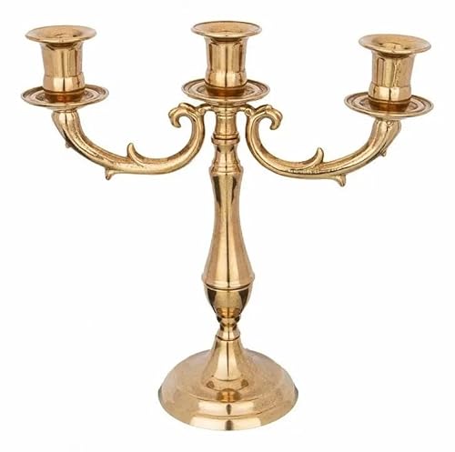 Kerzenständer Messing Kerzenleuchter Gold Kerzenhalter Höhe 28cm Mehrarmig 3 Armig Massiv Kandelaber Hochzeitsdekoration Kerzenschale Tischdekoration von Pintici