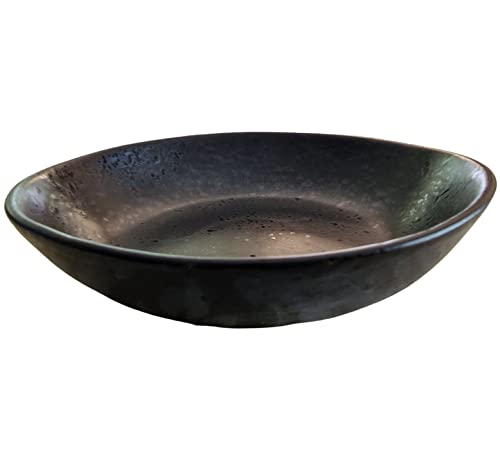 PintoCer - 2 x Suppenteller aus Steingut, 22 cm, Schüssel für Suppe, Nudeln, Salat oder Müsli, Farbe: schwarz von PintoCer