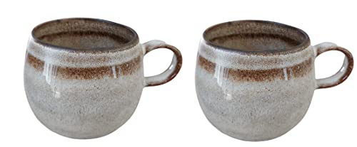 PintoCer - 2 x Tassen mit Griff, Steinzeugkeramik, ideal für Kaffee, Milch, Tee und Schokolade, spülmaschinen- und mikrowellengeeignet von PintoCer