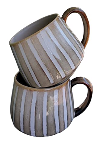 PintoCer - 2 x Tassen mit Griff, Steinzeugkeramik, ideal für Kaffee, Milch, Tee und Schokolade, spülmaschinen- und mikrowellengeeignet von PintoCer