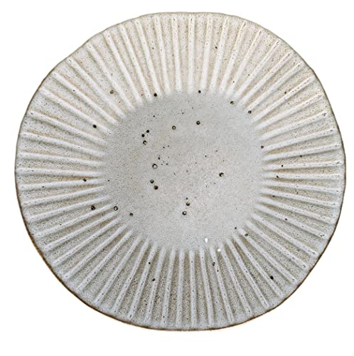 PintoCer - 2 x große flache Teller aus Steinzeugkeramik, 28 cm, Abendessen, spülmaschinen- und mikrowellengeeignet, Farbe: Beige und Braun von PintoCer