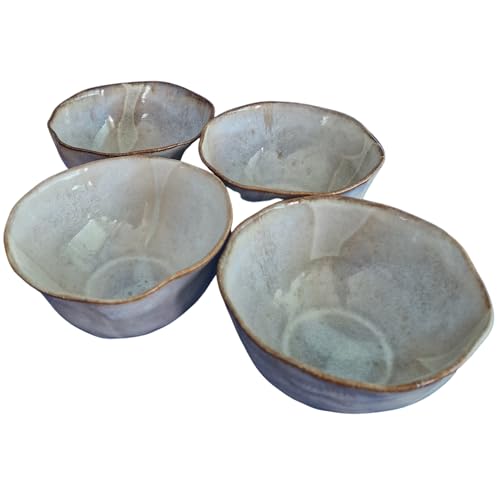 PintoCer - Müslischalen, 4er Set, Steingut Keramik, Desanuyo Schüssel, Suppenschüssel, Farbe: Perlweiß von PintoCer