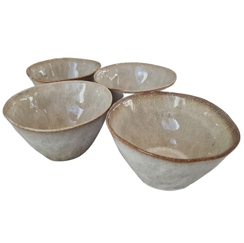PintoCer - Müslischalen, Set mit 4 Schüsseln, Steingut Keramik, Desanuyo Schüssel, Suppenschüssel. von PintoCer