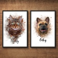 Benutzerdefinites Haustierportrait in Wasserfarben Katzenportrait Hundeportrait Aquarell Gestaltetes Portrait Digital Haustier Hunde Katze Benutzerdefinites Haustierportrait in Wasserfarben Katzenportrait Hundeportrait Aquarell Gestaltetes Portrait Digital Haustier Hunde Katze von PinturaDesignStudios