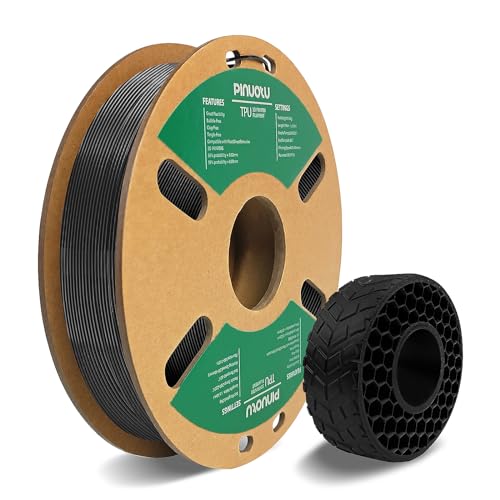 Pinuotu TPU 3D-Drucker-Filament, TPU-Filament, 1,75 mm, 0,5 kg Spule, Maßgenauigkeit +/- 0,03 mm, 100 % europäischer Rohstoff (schwarz) von Pinuotu