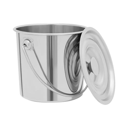 Eimer mit Deckel, 6L Milcheimer Futtereimer Eiseimer Kücheneimer, Edelstahl Behälter mit Deckel von Pinuox