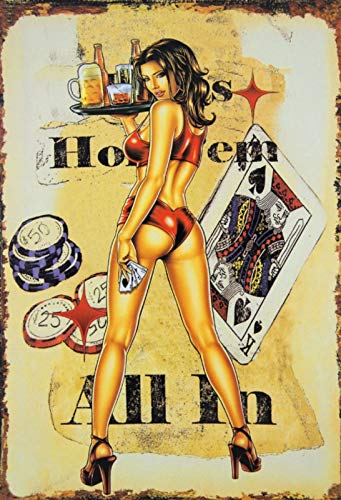 Schatzmix Hold'em-All In Poker Casino Pinup Deko Motiv Replik Blechschild, Blech, Mehrfarbig, 20x30 cm Schatzmix Hold'em-All In Poker Casino Pinup Deko Motiv Replik Blechschild, Blech, Mehrfarbig, 20x30 cm von susurrus