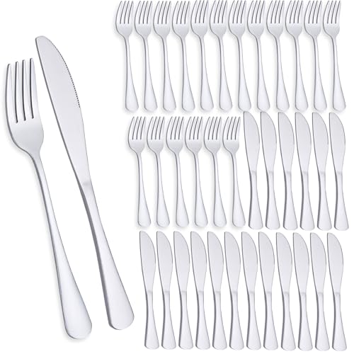 36 Stück Messer und Gabelsets, PionStar Besteck Set 18 Personen, Gabeln 18 Stück/Tafelmesser 18 Stück, Spülmaschinenfest, Hochglanzpoliert, Besteck Set mit Messer und Gabel von PionStar
