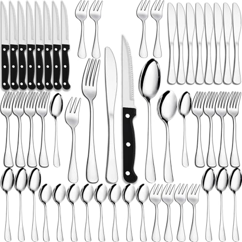 PionStar 48-teiliges Edelstahl-Besteckset mit Steakmessern für 8 Personen - Inkl. Messer, Gabeln, Löffel, Teelöffel, Kuchengabeln & Steakmesser PionStar 48-teiliges Edelstahl-Besteckset mit Steakmessern für 8 Personen - Inkl. Messer, Gabeln, Löffel, Teelöffel, Kuchengabeln & Steakmesser von PionStar