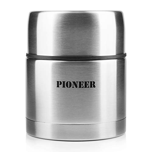 Pioneer Thermo-Speisegefäß 0, 5 L Edelstahl Doppelwandig Isolier-Suppenbehälter 8 Stunden Heiß 24 Stunden Kühl BPA-Frei - Gebürsteter Stahl von Pioneer