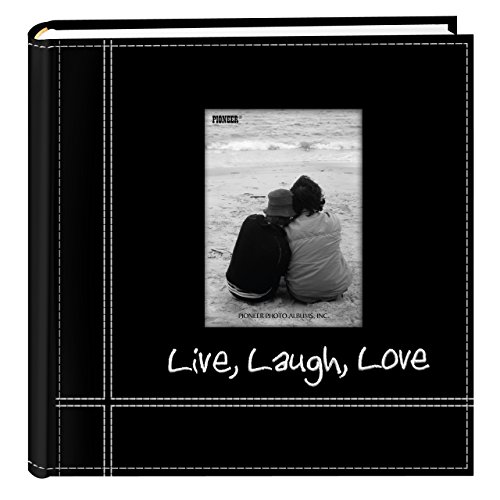 Pioneer, 9 x 9 Zoll Bestickt genäht Kunstleder Foto Album Live, Laugh and Love, schwarz von Pioneer Photo Albums