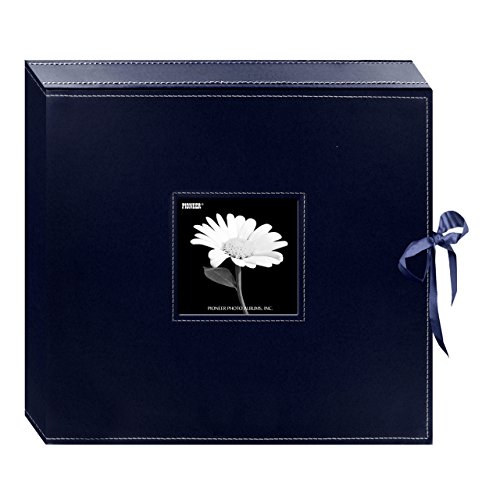 Pioneer Photo Albums Pioneer Aufbewahrungsbox für Erinnerungsstücke, 30,5 x 30,5 cm, 30,5 x 30,5 cm, Kunstleder mit eingesetztem Rahmen und Schleifenverschluss, Marineblau von Pioneer Photo Albums