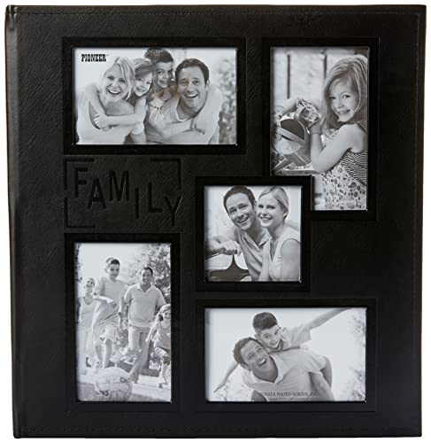 Pioneer Foto Alben Collage Rahmen geprägt Zoll Familie Zoll genäht Kunstleder Bezug, 240 Pocket Photo Album, schwarz, von Pioneer Photo Albums