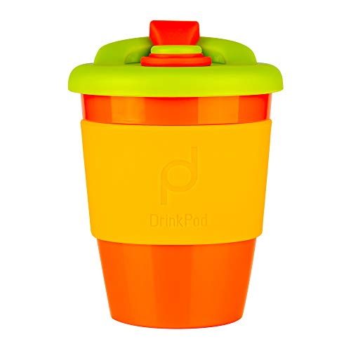DrinkPod wiederverwendbarer BPA-frei 340 ml 12 oz Kaffeebecher / Reisetasse aus Kunststoff – AUTUMN, ORANGE von Pioneer