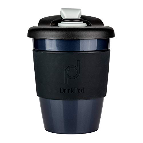 DrinkPod wiederverwendbarer BPA-frei 340 ml 12 oz Kaffeebecher / Reisetasse aus Kunststoff – NIGHT, SCHWARZ von Pioneer