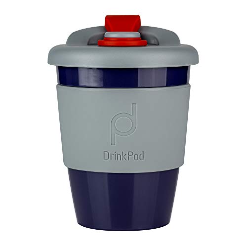 DrinkPod wiederverwendbarer BPA-frei 340 ml 12 oz Kaffeebecher / Reisetasse aus Kunststoff – STORM, GRAU von Pioneer