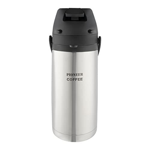 Pioneer Airpot Isolier-Pumpkanne, 1.9 Liters, Edelstahl-Getränkespender, Beschriftet mit 'COFFEE', Doppelwandig mit Griff, Bis zu 8 Stunden Heiβ und 24 Stunden Kühl, SS19HC-COF von Pioneer