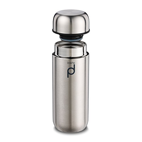 Pioneer DrinkPod Isolierflasche aus Edelstahl 0,2 L Doppelwandig Thermo-Lebensmittelbehälter 6 Stunden Heiß 24 Stunden Kühl Auslaufsicher BPA-Frei - Gebürsteter Stahl von DRINKPOD