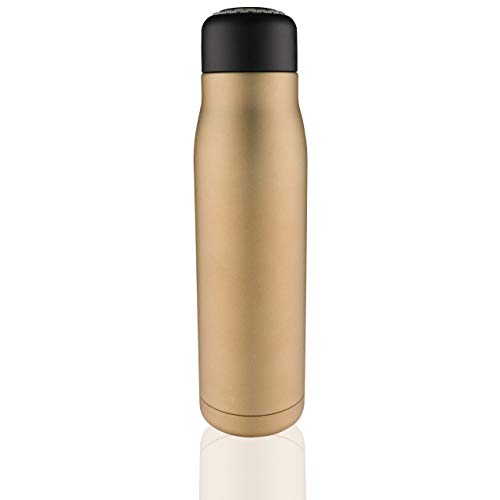 Pioneer wiederverwendbare doppelwandige vakuumisolierte Trinkflasche aus hochwertigem 18/8 Edelstahl mit Schnur – 500ML, Mattbronze, 10 Stunden Warmhalten/30 Stunden Kühlbleiben, KVB500MBR von Pioneer