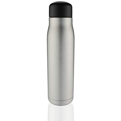 Pioneer KVB500MSV Wiederverwendbare doppelwandige vakuumisolierte Trinkflasche aus hochwertigem 18/8 Edelstahl mit Schnur – 500ML, Mattsilber, 10 Warmhalten/30 Stunden Kühlbleiben, 500 milliliters von Pioneer