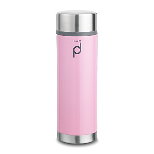 DrinkPod HW-350P Pioneer Flasks Doppelwandige Isolierflasche aus 18/10 Edelstahl – Rosa, 350ML, 0.35L, Rose, 21 x 7 x 7 cm von Drink Pod