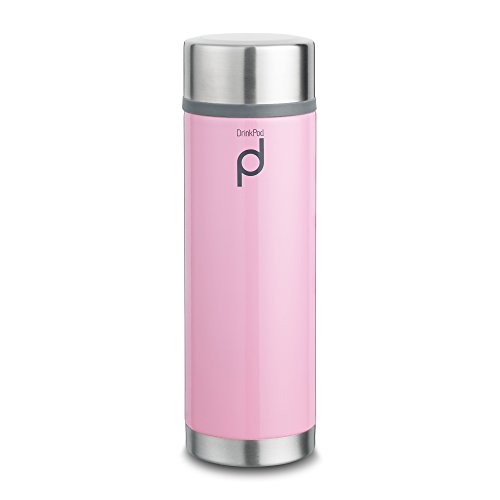 DrinkPod HW-350P Pioneer Flasks Doppelwandige Isolierflasche aus 18/10 Edelstahl – Rosa, 350ML, 0.35L, 21 x 7 x 7 cm von DRINKPOD