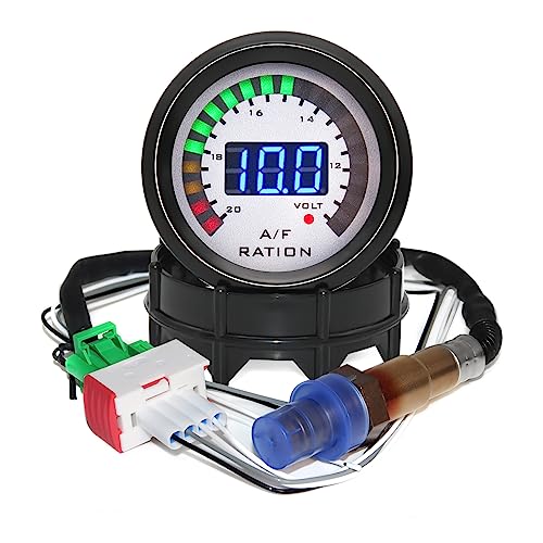 52MM Digital Air Fuel Ratio Gauge Rennauto Blaue LED mit Schmalband O2 Sauerstoff Sensor für 12V Auto von Piousunt