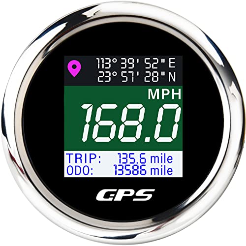 52MM GPS Geschwindigkeitsmesser Messgerät Digital Wasserdichte Boot Km/h mph Knoten Einstellbare GPS Antenne 9-32V fit Auto LKW Motorrad Marine von Piousunt