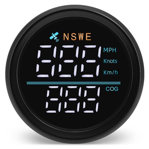52mm GPS Tacho Geschwindigkeitsmesser KMH MPH Knoten COG GPS Digitaler Geschwindigkeitsmesser mit Antenne für Marine Auto Boot Weiße LED 9-32VDC wasserdicht für Auto Motorrad LKW von Piousunt
