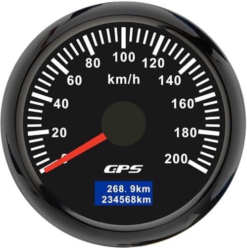 52mm Geschwindigkeitsmesser Boot GPS Tacho Kilometerzähler 0-200Km/H Wasserdichter IP67 7-Farben Tachometer Messgerät für Auto Boot Yacht 12V/24V … von Piousunt