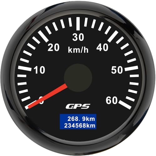 52mm Geschwindigkeitsmesser Boot GPS Tacho Kilometerzähler 0-60Km/H Wasserdichter IP67 7-Farben Tachometer Messgerät für Auto Boot Yacht 12V/24V … von Piousunt