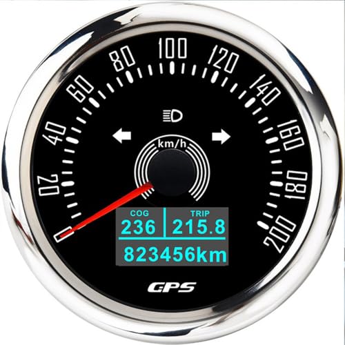 85mm Boot GPS Geschwindigkeitsmesser Meter 0‑200KM/H Wasserdichter Marine Geschwindigkeitsmesser mit COG Reise Gesamtkilometer für Auto LKW Motorrad 7 Farben Hintergrundbeleuchtung 9-32V von Piousunt