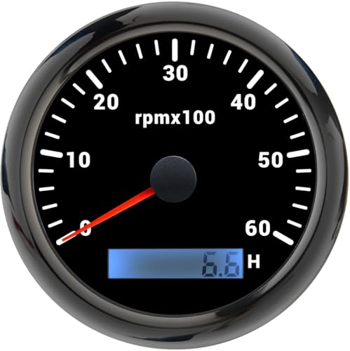 85mm Drehzahlmesser 0-6000RPM Wasserdichtes mit Betriebsstundenzähler 7 Farben Hintergrundbeleuchtung für Auto Boot LKW Diesel Benzinmotor von Piousunt