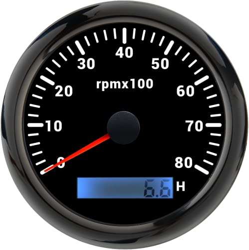 85mm Drehzahlmesser 0-8000RPM Wasserdichtes mit Betriebsstundenzähler 7 Farben Hintergrundbeleuchtung für Auto Boot LKW Diesel Benzinmotor von Piousunt