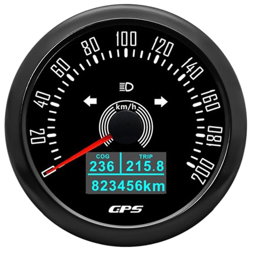 85mm GPS-Geschwindigkeitsmesser 0‑200km/h Boot-Geschwindigkeitsmesser Wasserdichter Kilometer-Geschwindigkeitsmesser mit COG Reise Gesamtkilometer für Auto LKW Motorrad 7 Farben Hintergrundbeleuchtung von Piousunt