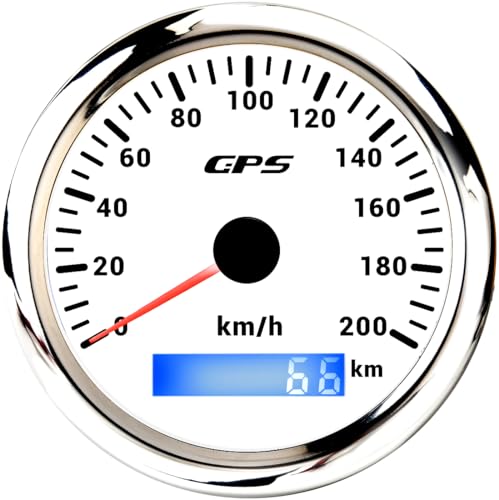 85mm Geschwindigkeitsmesser Boot GPS Tacho Kilometerzähler 0-200Km/H Wasserdichter IP67 7-Farben Tachometer Messgerät für Auto Boot Yacht 12V/24V … von Piousunt