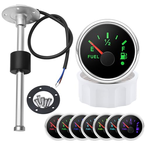 Kraftstoffstandsanzeige mit 200mm Kraftstoffstandssensor, 0-190ohms 7 Hintergrundbeleuchtung Universal Auto Kraftstoffstandsanzeige Tankuhr mit Wasserstandssensor Kraftstoffsensor für, Boot, Wohnmobil von Piousunt