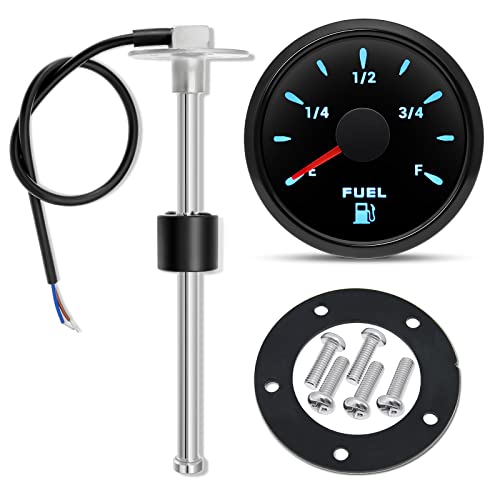 Kraftstoffstandsanzeige mit Kraftstoffstandssensor, 0-190ohms 7 Hintergrundbeleuchtung Universal Auto Kraftstoffstandsanzeige Tankuhr mit Wasserstandssensor Kraftstoffsensor für, Boot, Wohnmobil von Piousunt