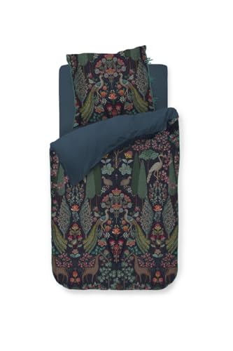 PIP Studio Perkal-Bettwäsche-Garnitur Pavoni Farbe Dark Blue Größe 155x220 von Pip Studio