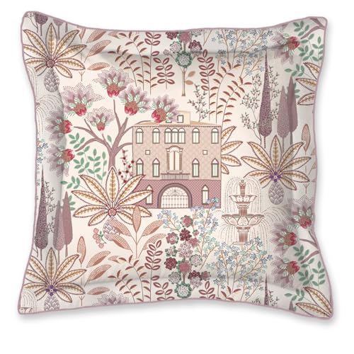 Pip Studio Dekokissen Casa Di Pip Off White Toskana Haus Blüten Bäume Wendeoptik Blattmuster Creme Weiß Altrosa Perkal, Größe:45 x 45 cm von Pip Studio